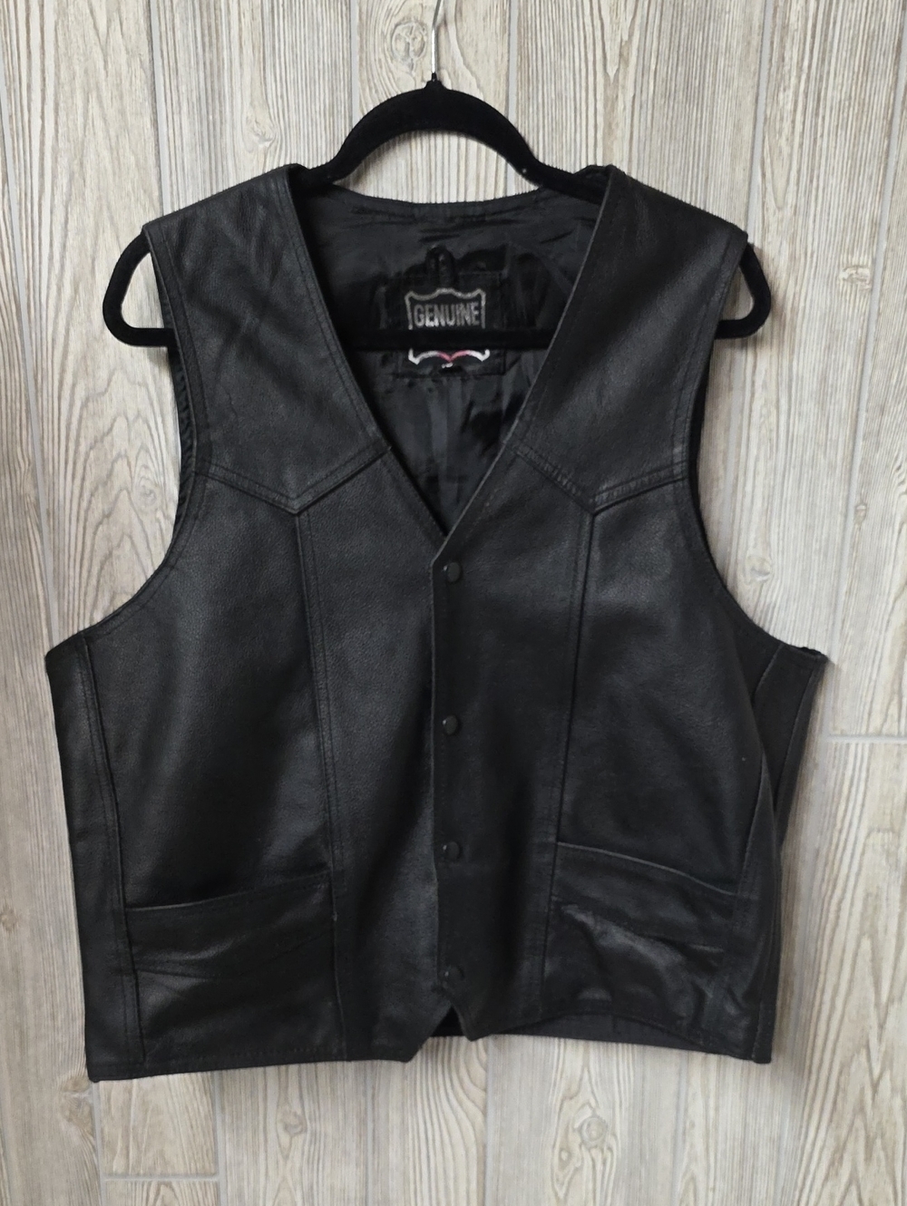 Genuine Leather Black Leather Vest Mens Size 48 US Size XL